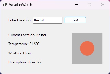 A screenshot of my weather checking app